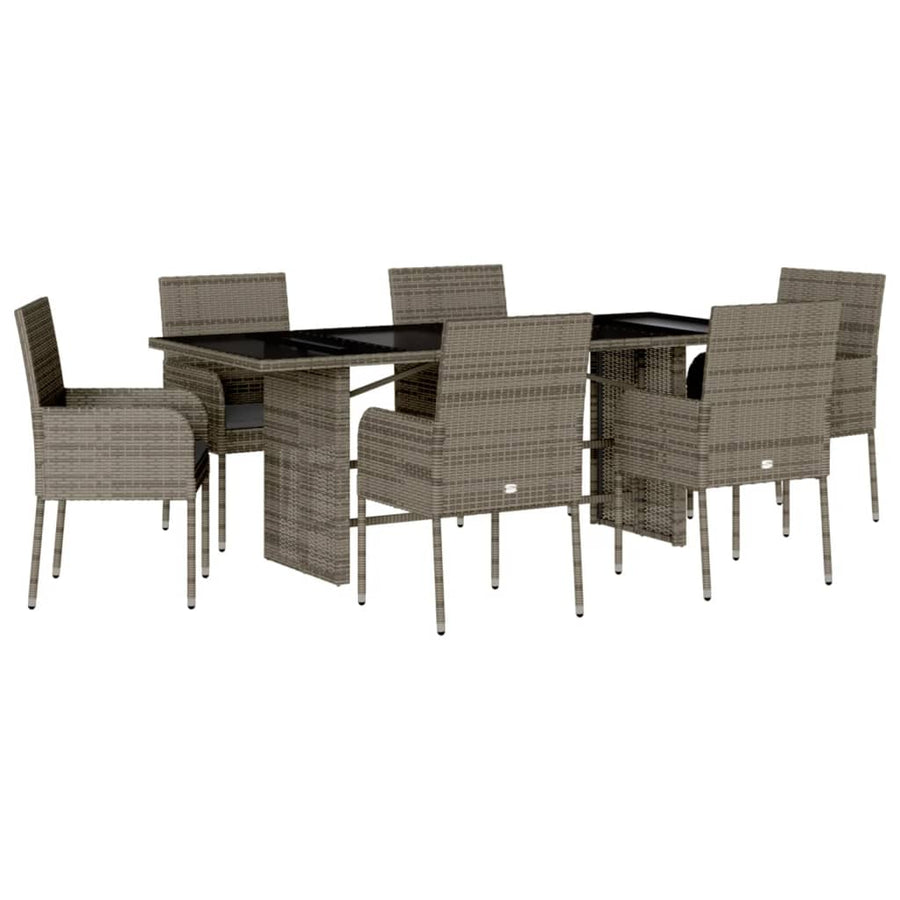 7-Delige Tuinset Met Kussens Poly Rattan Grijs