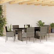Tuinset 7-delig poly rattan grijs