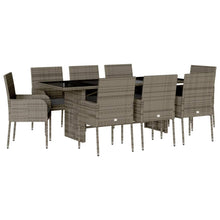 9-Delige Tuinset Met Kussens Poly Rattan Grijs