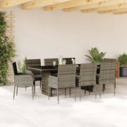 Tuinset 9-delig poly rattan grijs