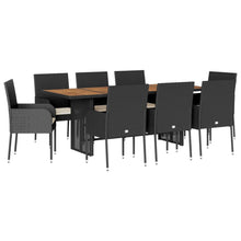 9-Delige Tuinset Poly Rattan Zwart