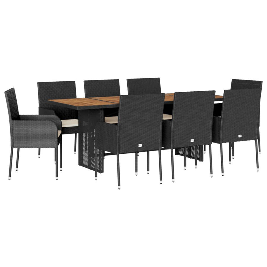 9-Delige Tuinset Poly Rattan Zwart