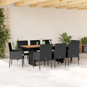 Tuinset 9-delig poly rattan zwart