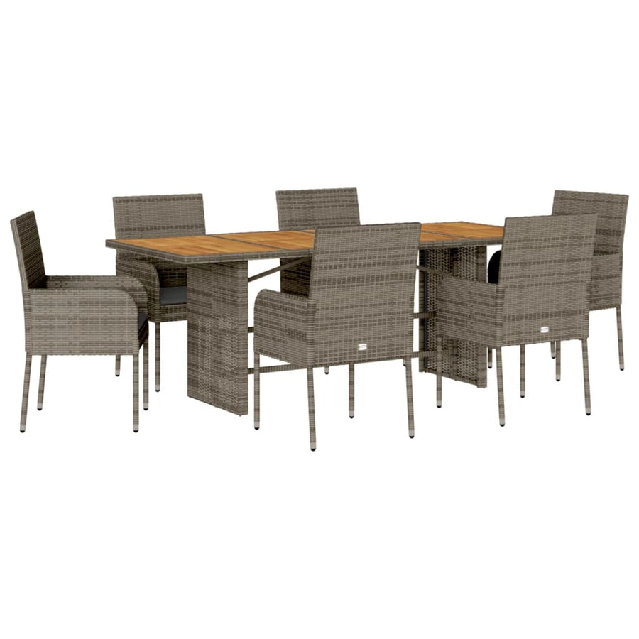 7-Delige Tuinset Met Kussens Poly Rattan Grijs