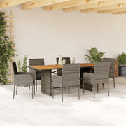Tuinset 7-delig poly rattan grijs acaciahout