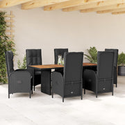 Tuinset 7-delig poly rattan zwart