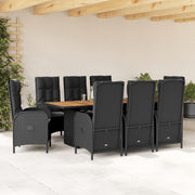 Tuinset 9-delig poly rattan zwart
