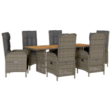 7-delige Tuinset met kussens poly rattan grijs
