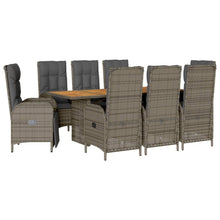 9-delige Tuinset met kussens poly rattan grijs