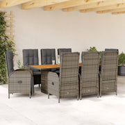 Tuinset 9-delig poly rattan grijs met kussens