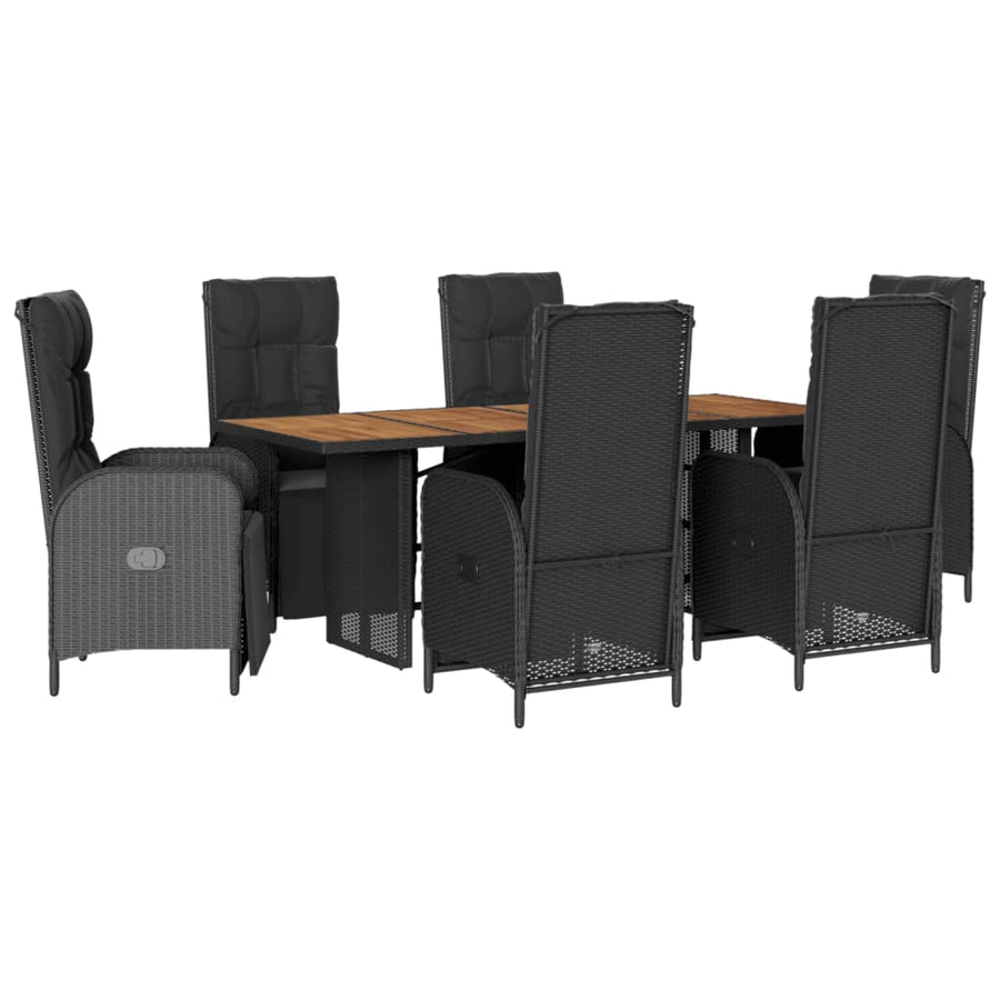 7-Delige Tuinset Met Kussens Poly Rattan Zwart
