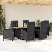 Tuinset 7-delig poly rattan zwart met kussens