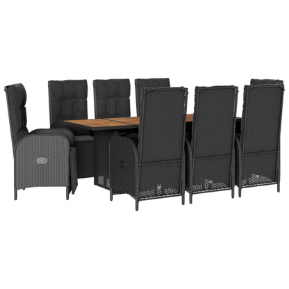 9-Delige Tuinset Poly Rattan Zwart