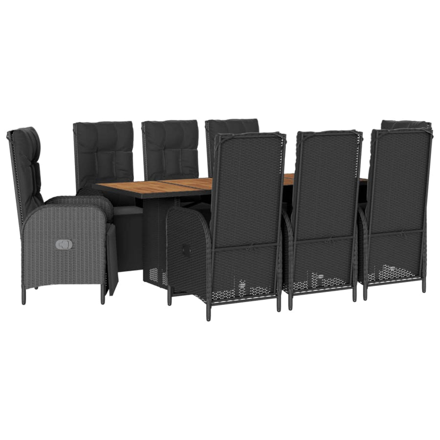 9-Delige Tuinset Poly Rattan Zwart