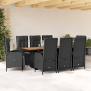 Tuinset 9-delig poly rattan zwart