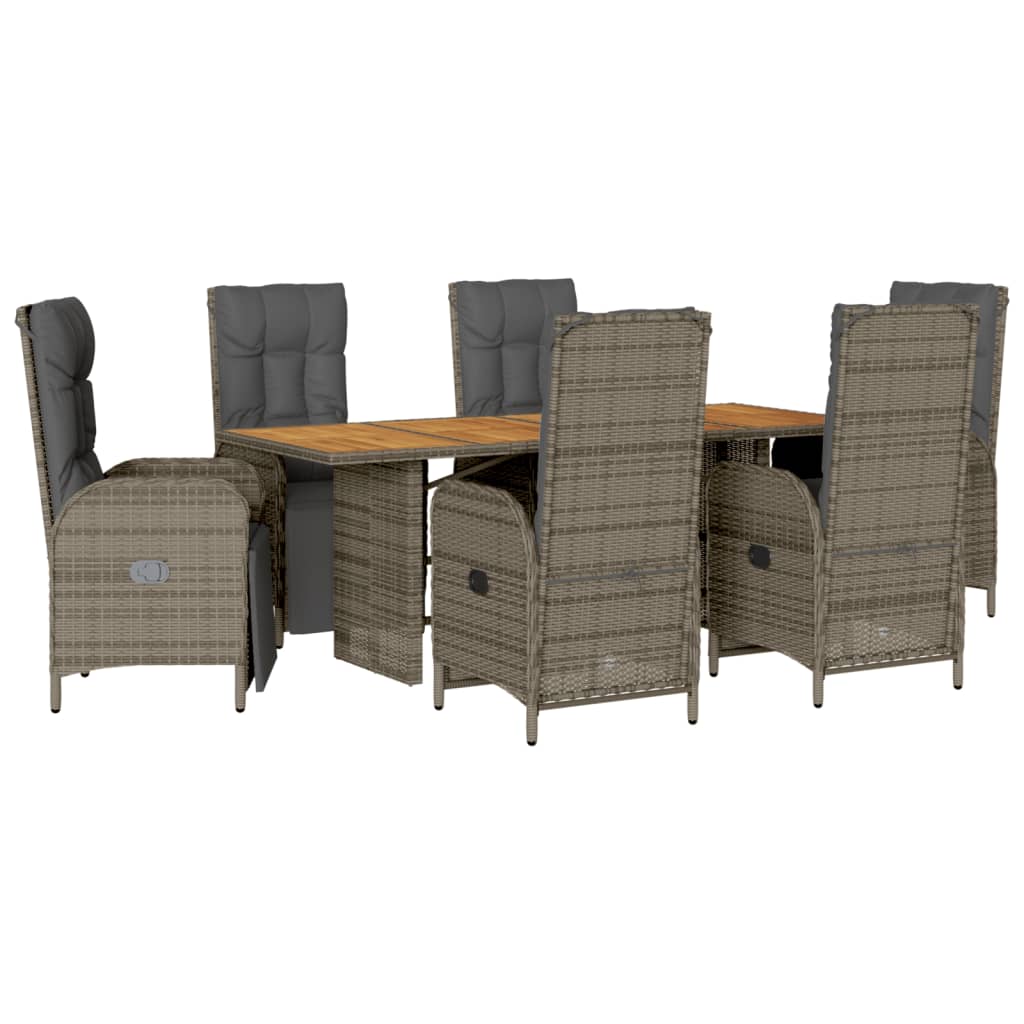 7-Delige Tuinset Met Kussens Poly Rattan Grijs