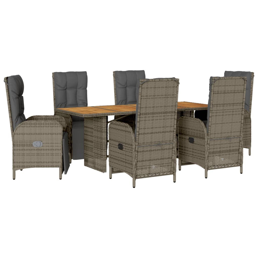 7-Delige Tuinset Met Kussens Poly Rattan Grijs