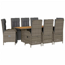 9-Delige Tuinset Met Kussens Poly Rattan Grijs