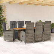 Tuinset 9-delig poly rattan grijs