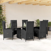Tuinset 7-delig poly rattan zwart met kussens