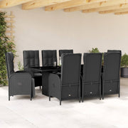 Tuinset poly rattan 9-delig zwart