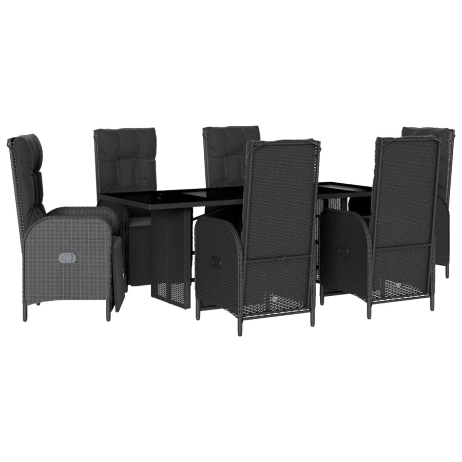 7-Delige Tuinset Met Kussens Poly Rattan Zwart