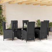 Tuinset 7-delig poly rattan zwart met kussens