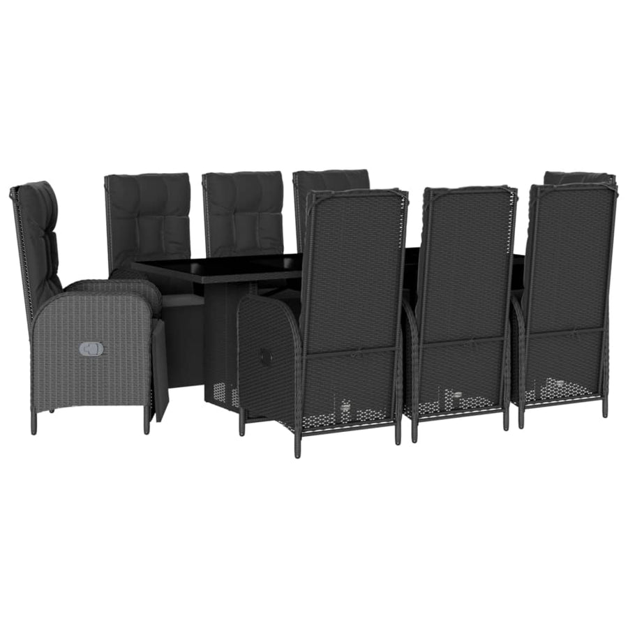 9-Delige Tuinset Poly Rattan Zwart