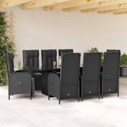 Tuinset 9-delig poly rattan zwart