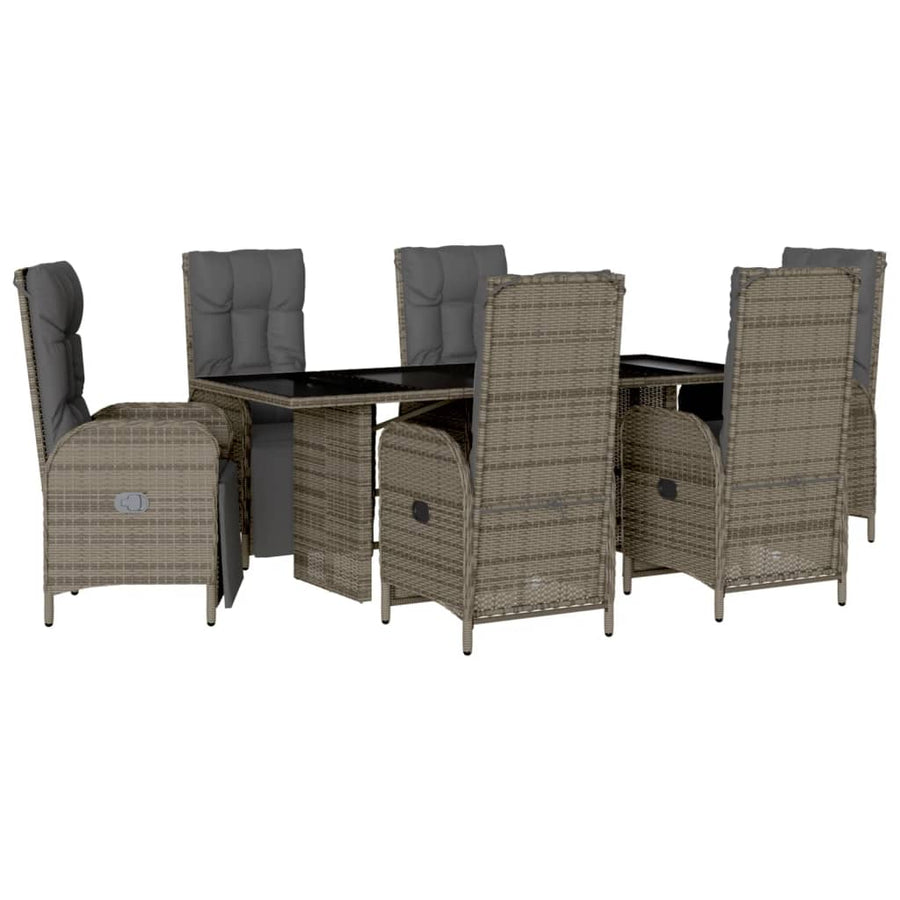 7-Delige Tuinset Met Kussens Poly Rattan Grijs