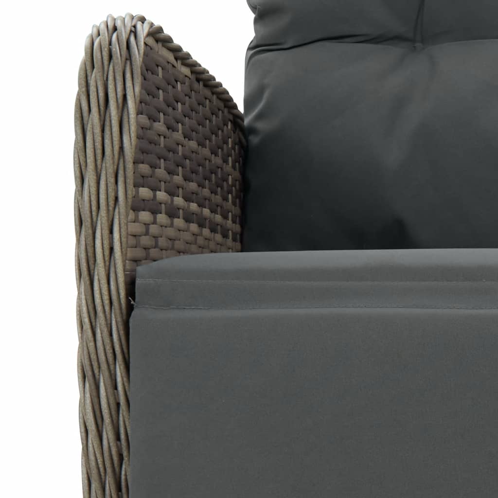 7-Delige Tuinset Met Kussens Poly Rattan Grijs