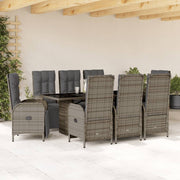 Tuinset 9-delig poly rattan grijs