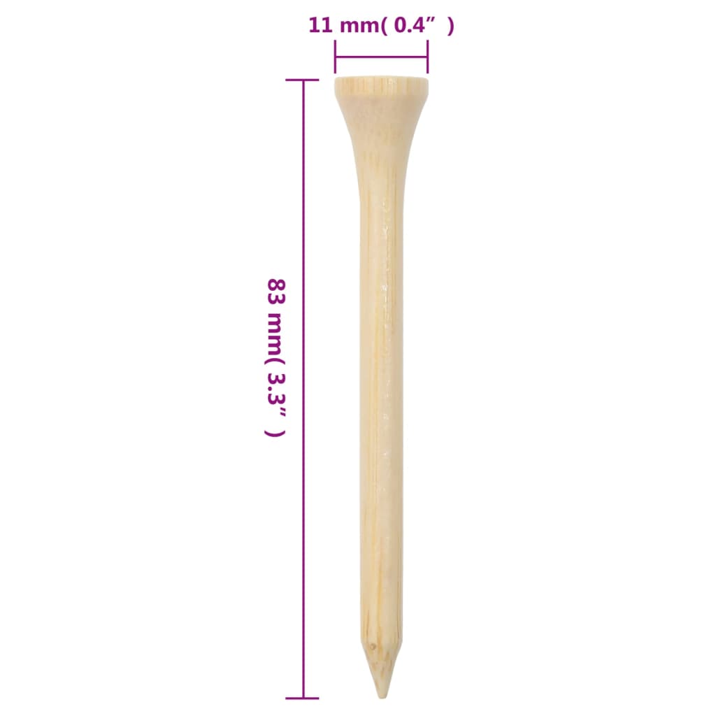 1000 St Golftees Bamboe 83 mm Naturel