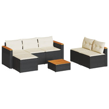 5-Delige Loungeset Met Kussens Poly Rattan Acacia Zwart