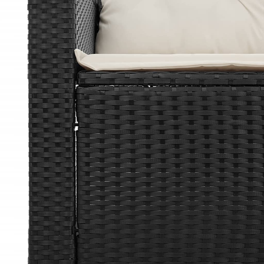 5-Delige Loungeset Met Kussens Poly Rattan Acacia Zwart
