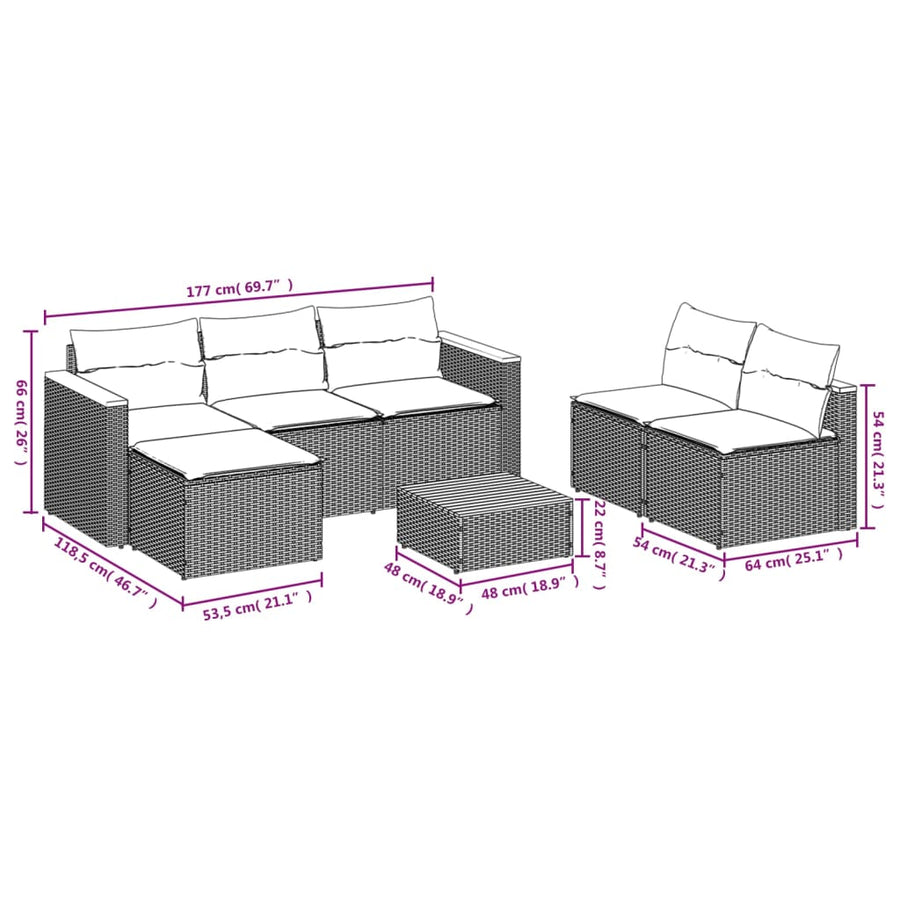 5-Delige Loungeset Met Kussens Poly Rattan Acacia Zwart