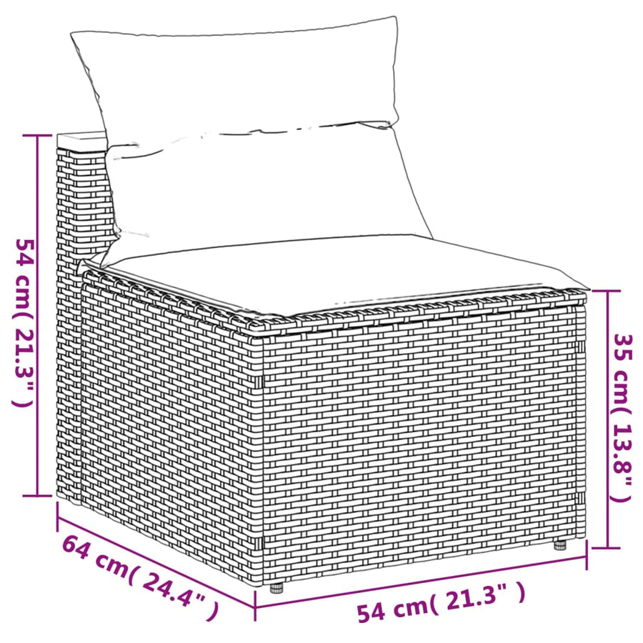 5-Delige Loungeset Met Kussens Poly Rattan Acacia Zwart