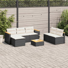 5-piece Lounge Set with Cushions Poly Rattan Acacia Black