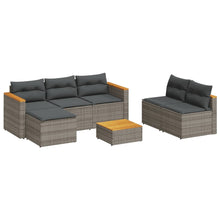 5-Delige Loungeset Met Kussens Poly Rattan Acacia Grijs