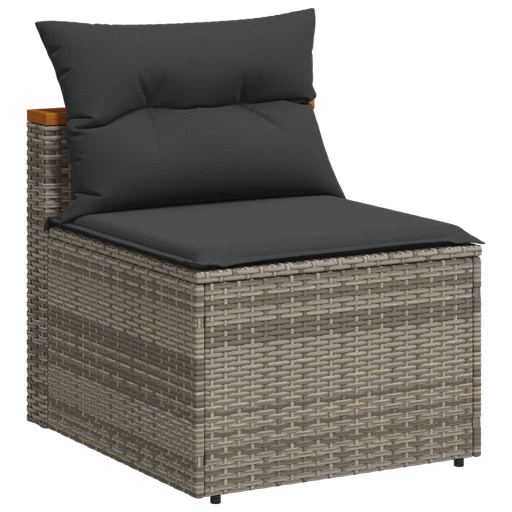5-Delige Loungeset Met Kussens Poly Rattan Acacia Grijs