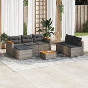 Loungeset 5-delig poly rattan acacia grijs