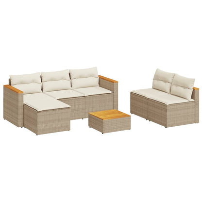 5-Delige Loungeset Met Kussens Poly Rattan En Acaciahout Beige