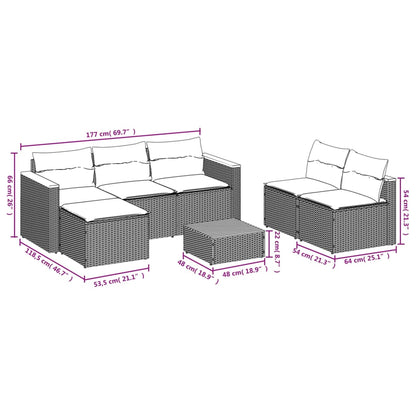 5-Delige Loungeset Met Kussens Poly Rattan En Acaciahout Beige