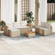 Loungeset 5-delig poly rattan acaciahout beige