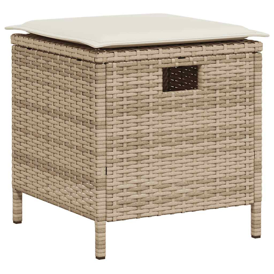 6-delige tuinbankset met kussens L-vormig beige polyrotan