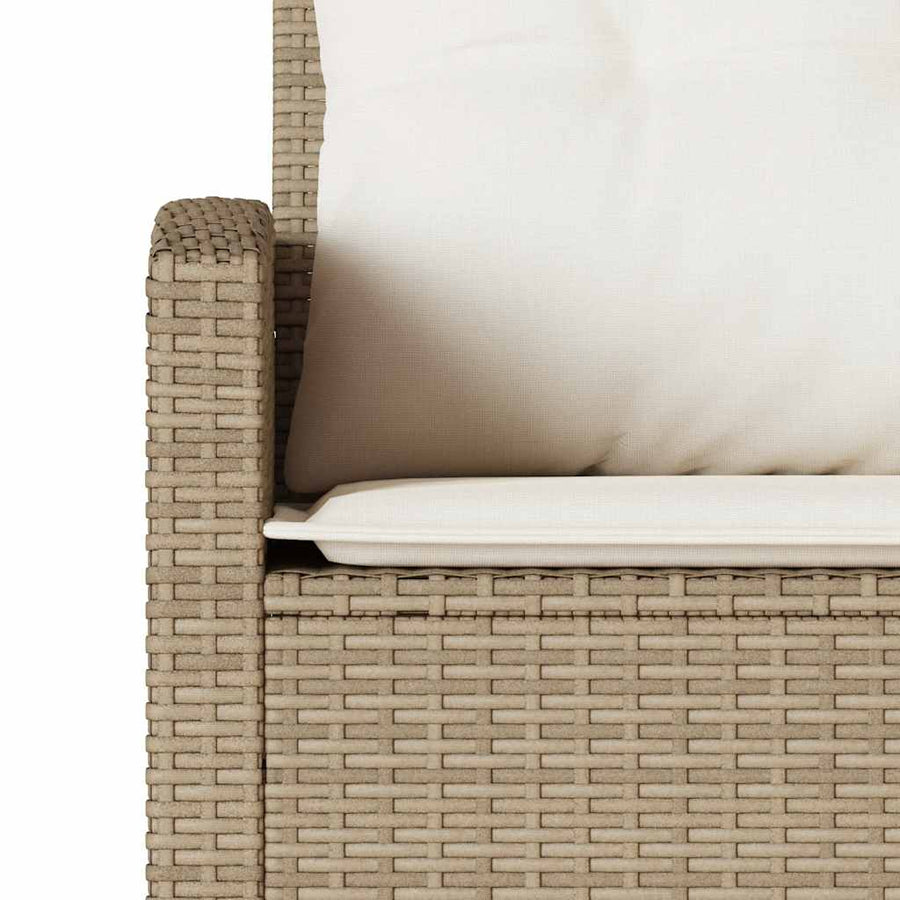 6-delige tuinbankset met kussens L-vormig beige polyrotan