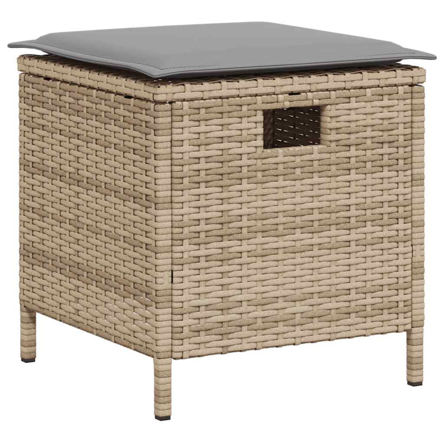 6-delige tuinbankset met kussens L-vormig beige polyrotan
