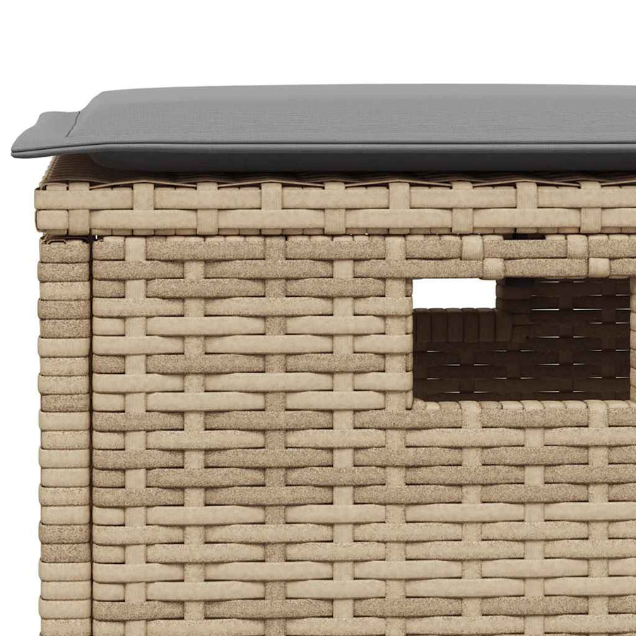 6-delige tuinbankset met kussens L-vormig beige polyrotan