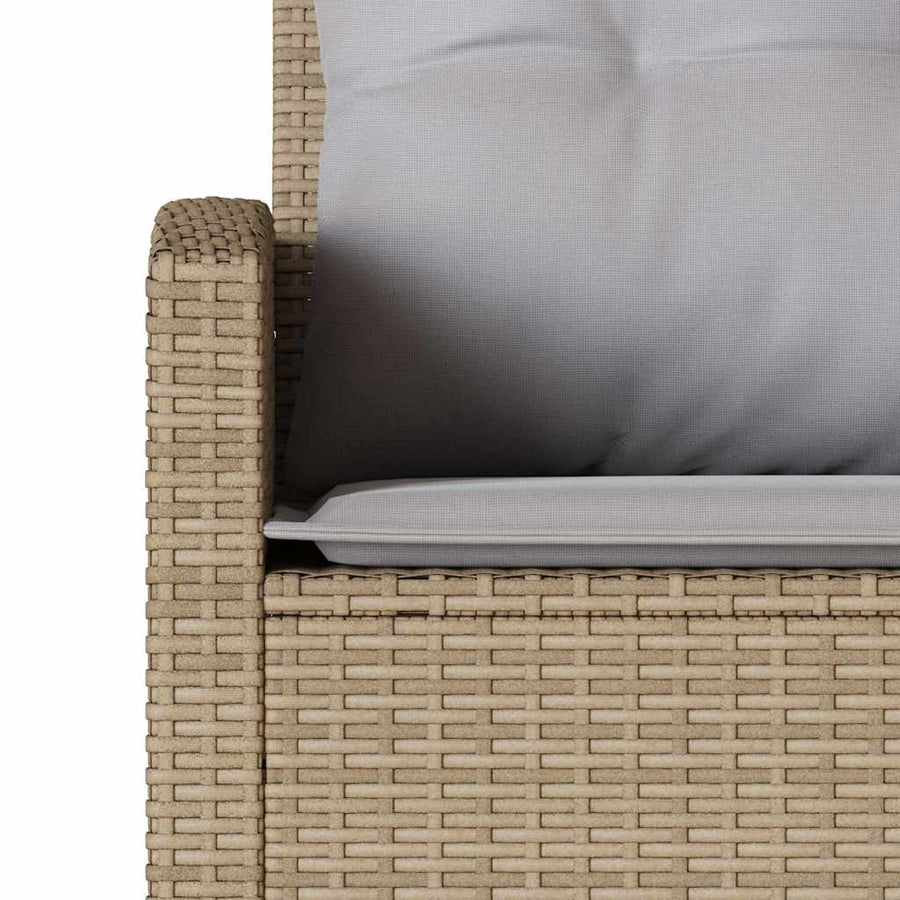 6-delige tuinbankset met kussens L-vormig beige polyrotan