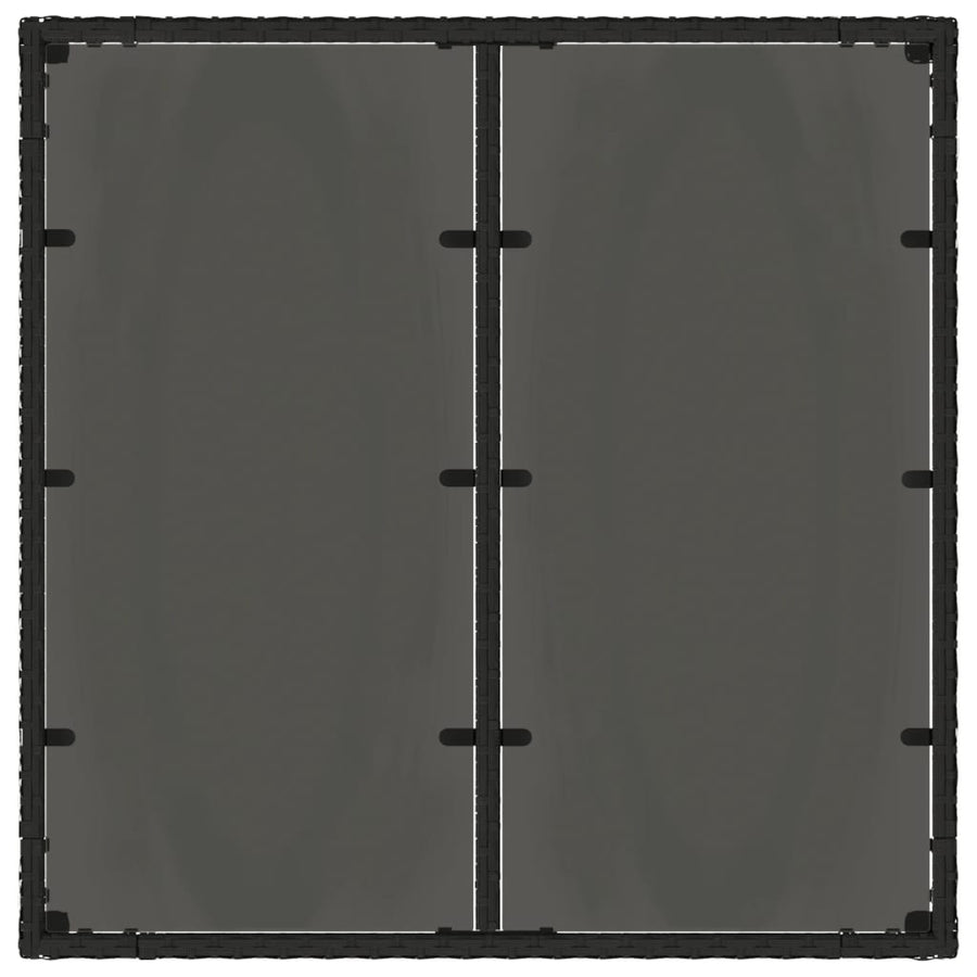 Tuintafel met glazen blad 90x90x75 cm poly rattan